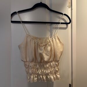 Elegant Cream Satin Tank Top
